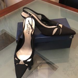 Black satin evening shoe